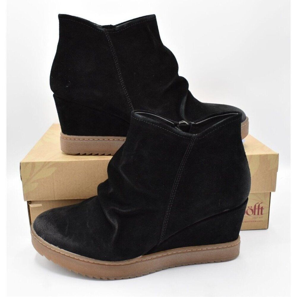Sofft Womens Size 8.5 Siri Black Suede Wedge Booties Boots Shoes - Picture 11 of 14